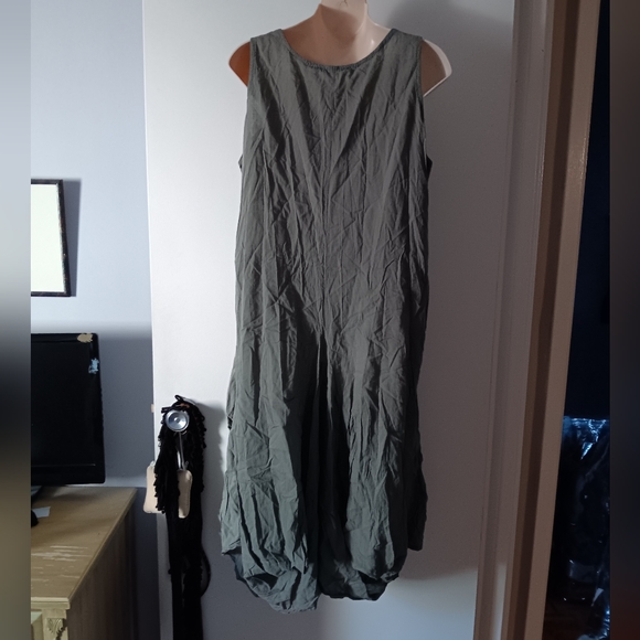 PIAZZA ITALIA Sage Green Cotton Parachute Dress One Size - Picture 2 of 4